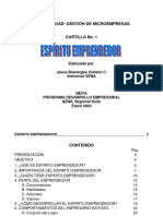 Espíritu Emprendedor: Cartilla Nro 1 Centro SENA