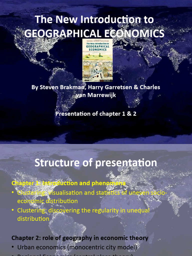 Geographical Economics Presentation of Chapter 1 and 2 by Michael Sleurink PDF Economics