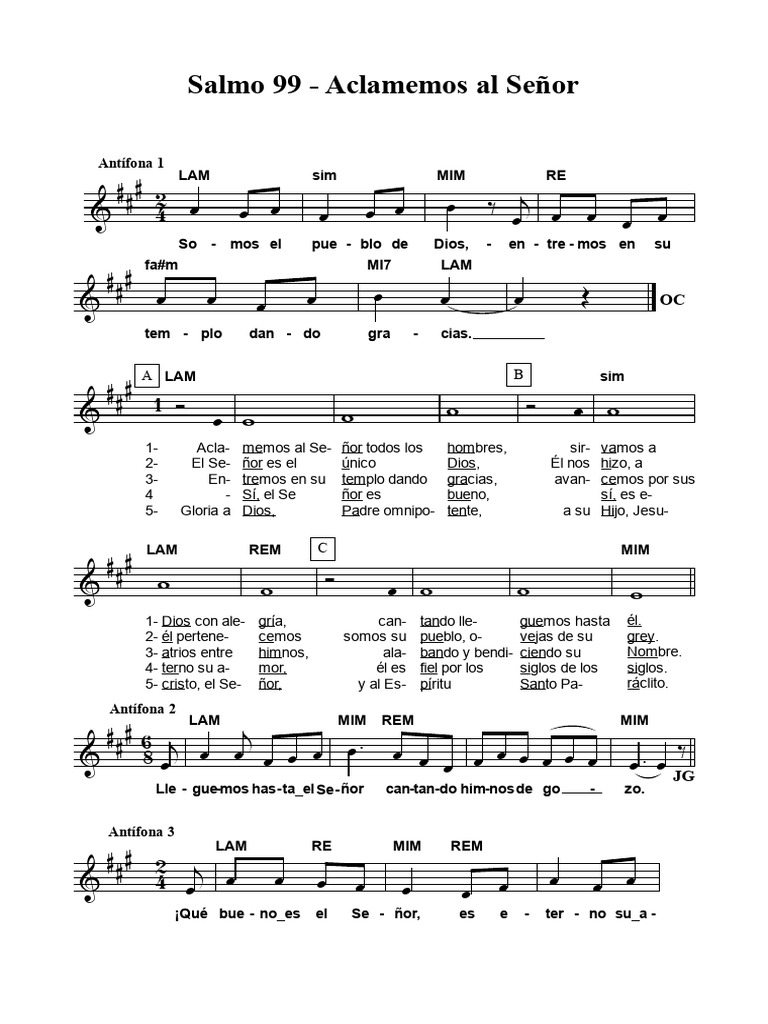 Salmo 099 | PDF | Adoración Cristiana Y Liturgia | Musica Religiosa