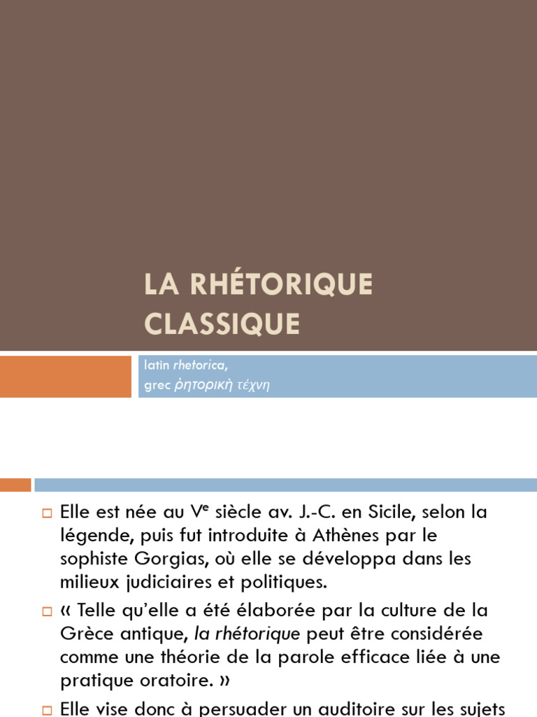 Rhétorique Classique | PDF | Rhétorique | Persuasion