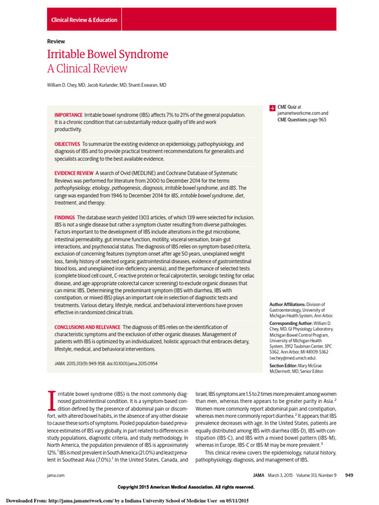 Irritable Bowel Syndrome | PDF | Irritable Bowel Syndrome | Food ...