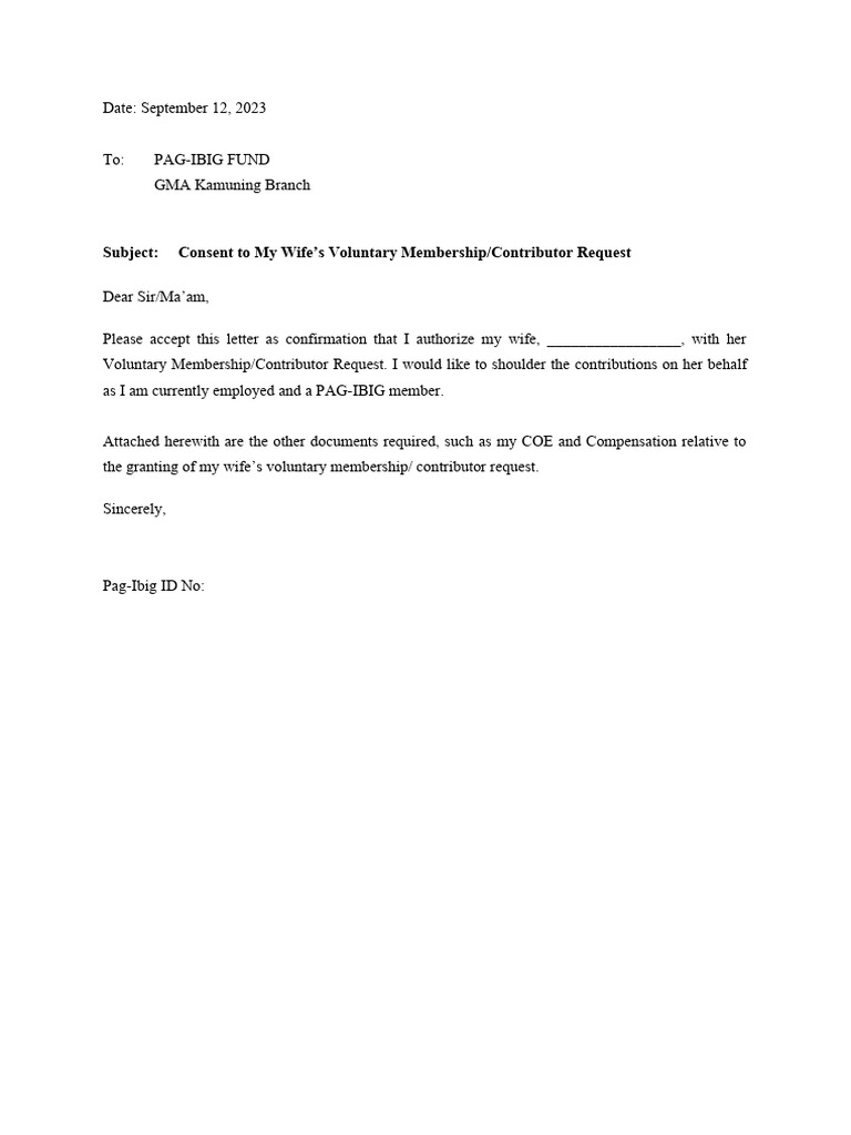 Written Consent For Voluntary Membership | PDF
