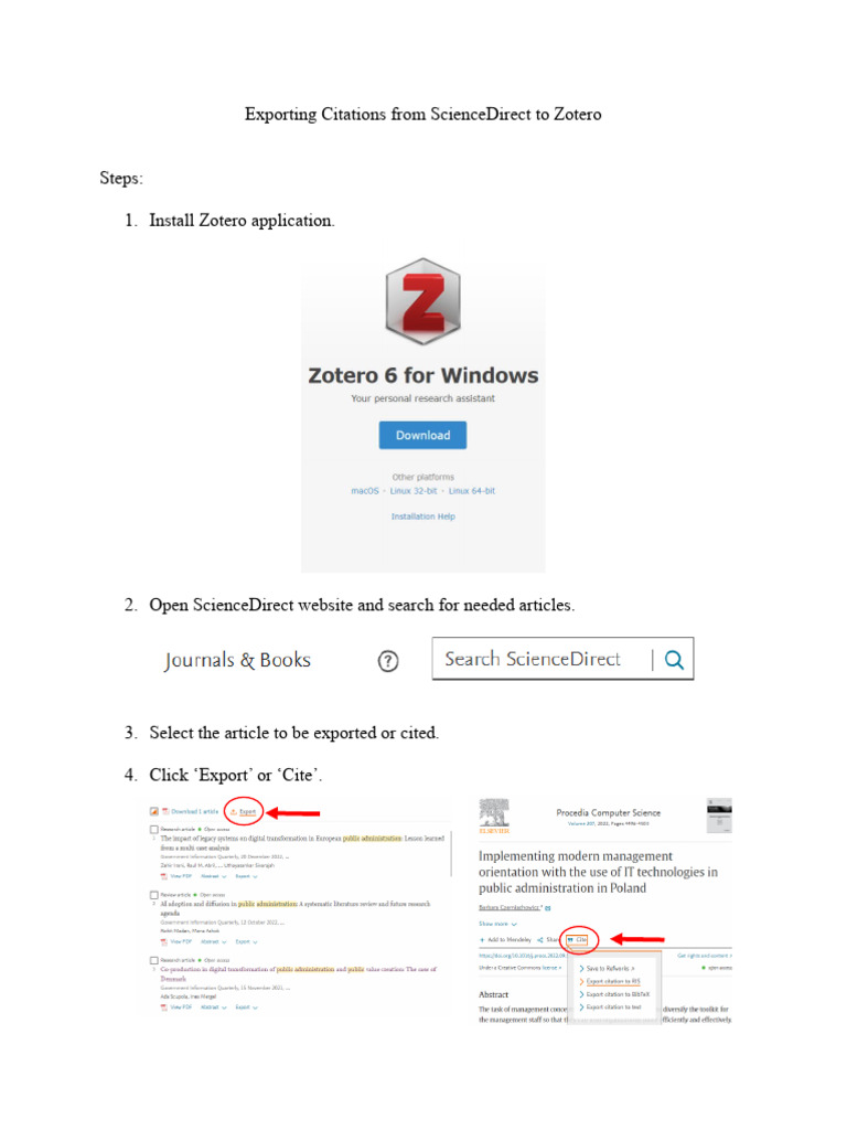 Exporting Citations From ScienceDirect To Zotero PDF