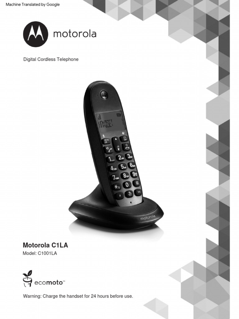 Motorola C1001LA Manual Book PDF Rechargeable Battery Telephone