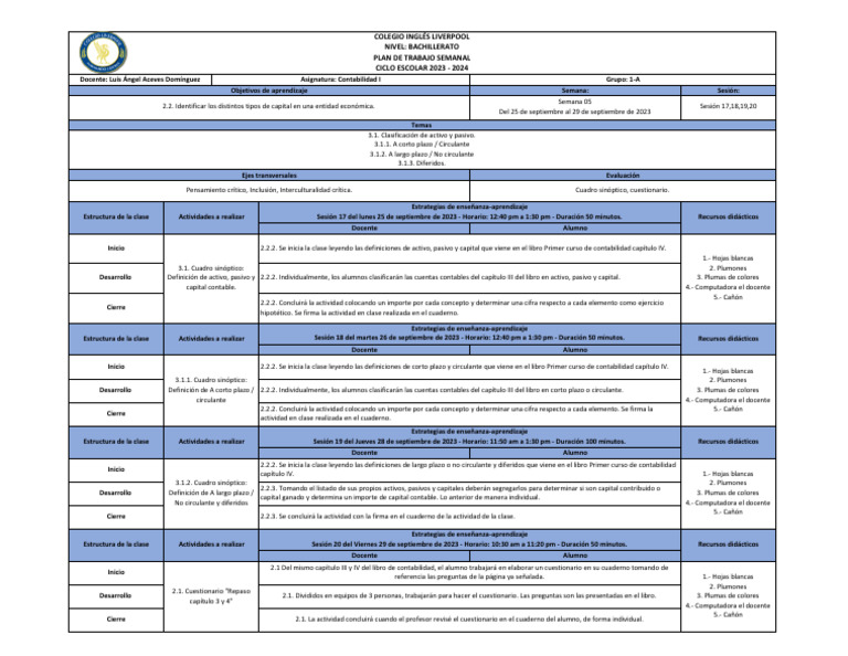 Contabilidad I 1ro Semana 5 Pdf Contabilidad Maestros