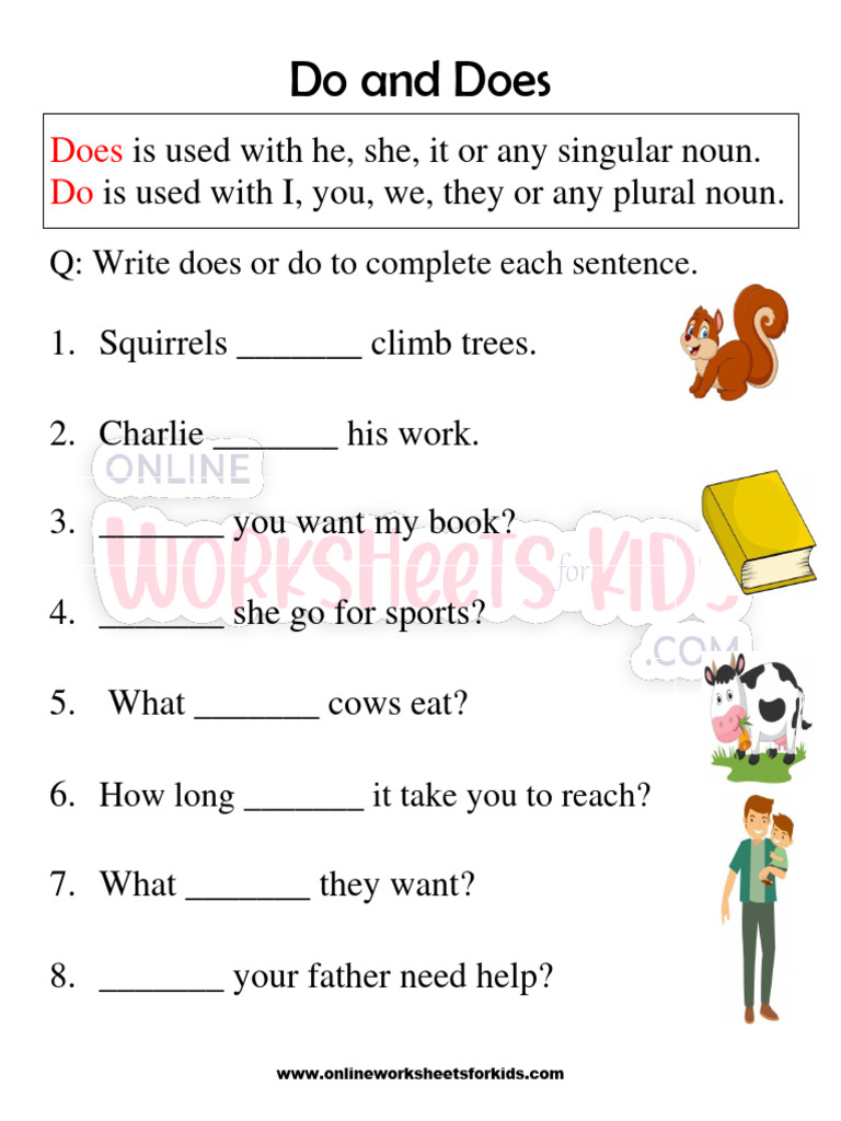 Do and Does Worksheets For Grade 1-1 | PDF