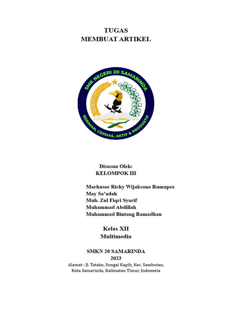 Tugas Membuat Artikel Pdf