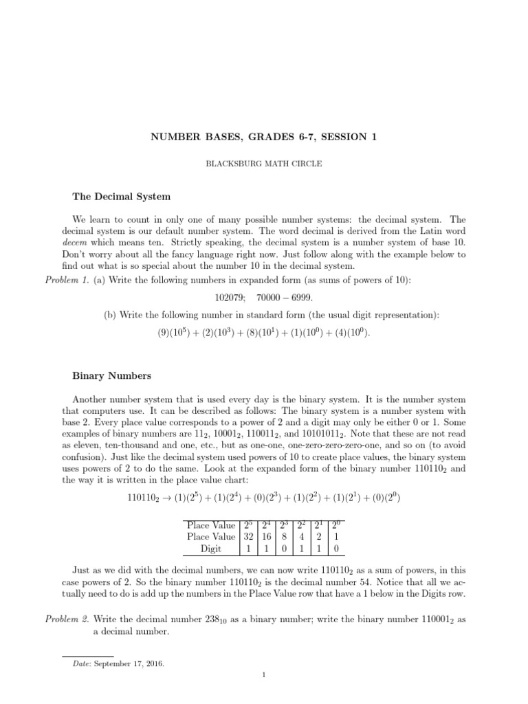 Number Bases | PDF | Numbers | Decimal
