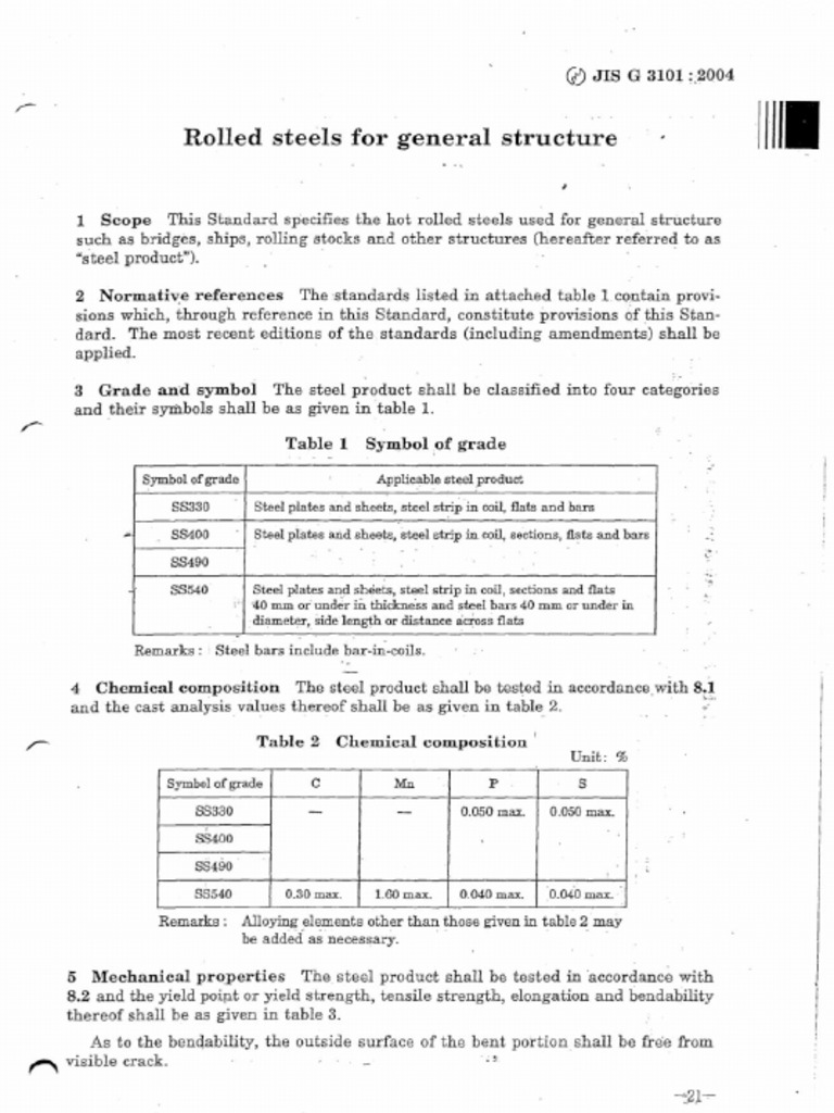 Jis G3103 - SS400 & SS540 | PDF