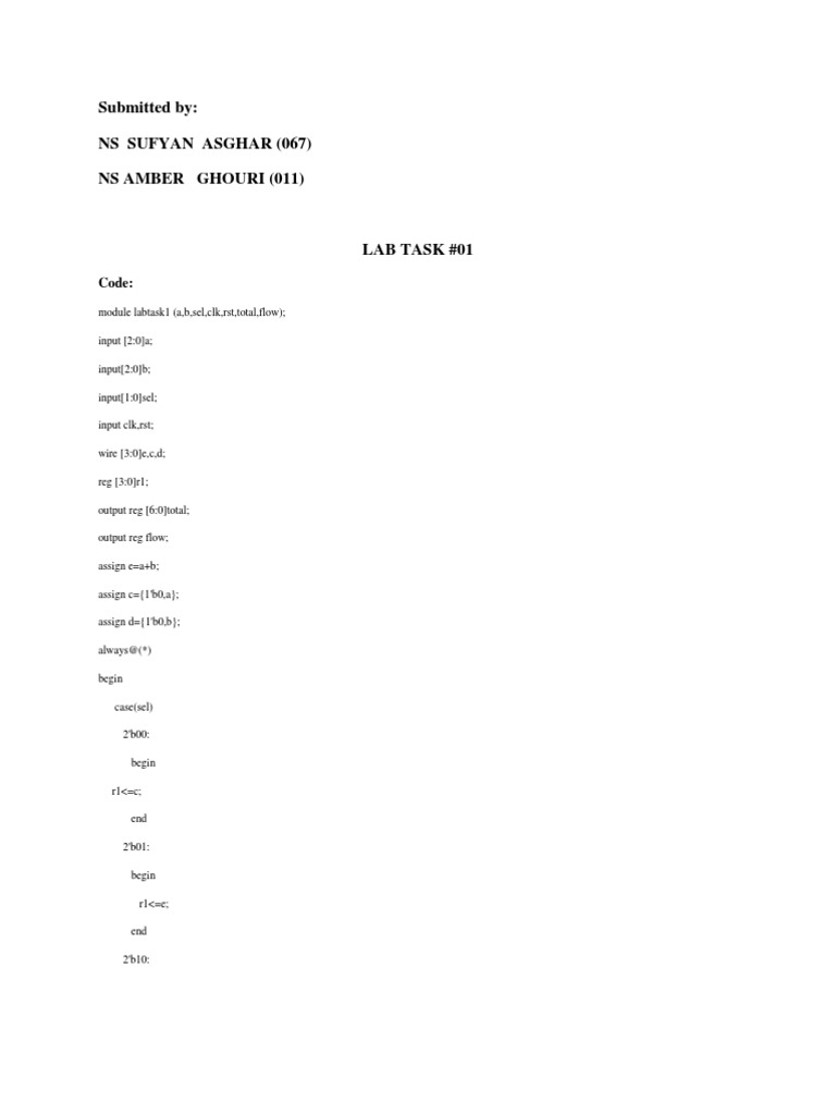 SUFYAN Lab Report | PDF | Computer Engineering | Electronic Engineering