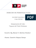 Derecho de Personas, Vigencia Del Titulo Preliminar UTP