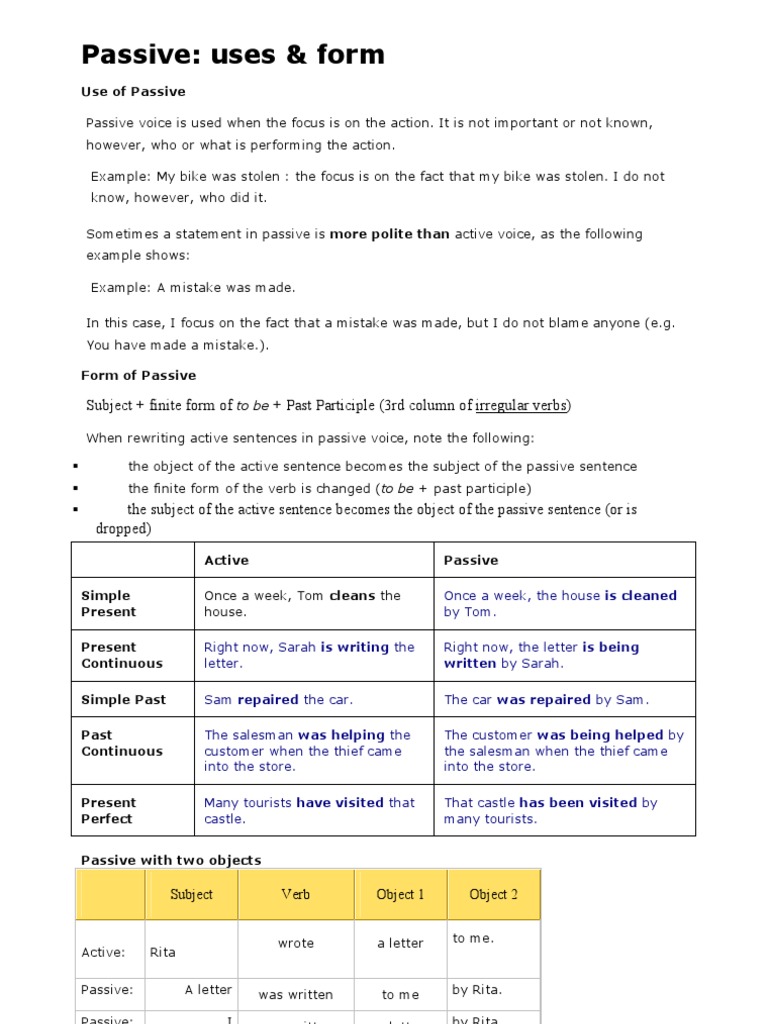 Understanding Passive Voice Usage | PDF | Language Arts & Discipline ...