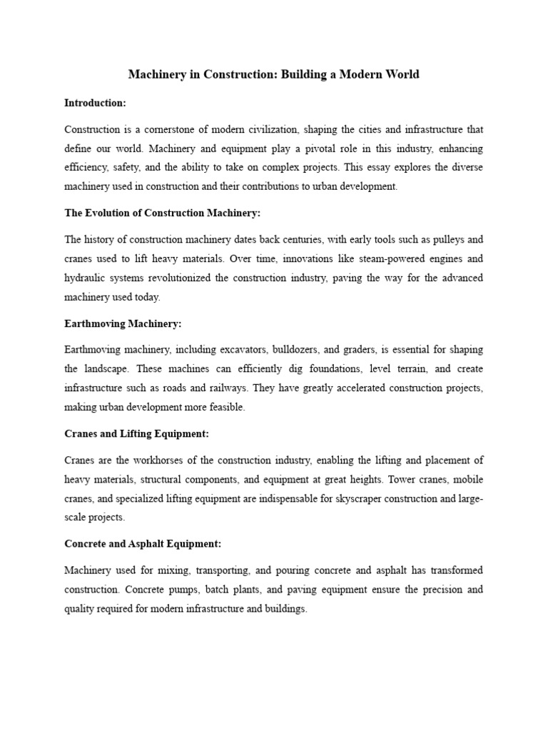 Construction Machinery Evolution | PDF | Heavy Equipment | Machines