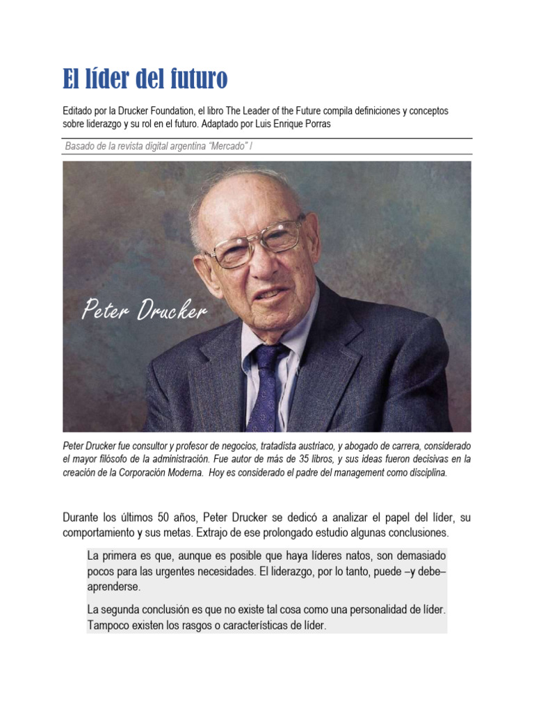 El l der del futuro nota sobre peter drucker pdf business liderazgo