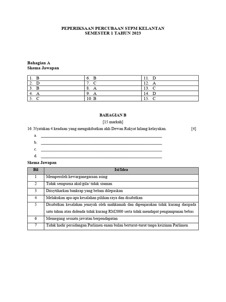 Skema Jawapan P Am Sem 1 2023 Pdf