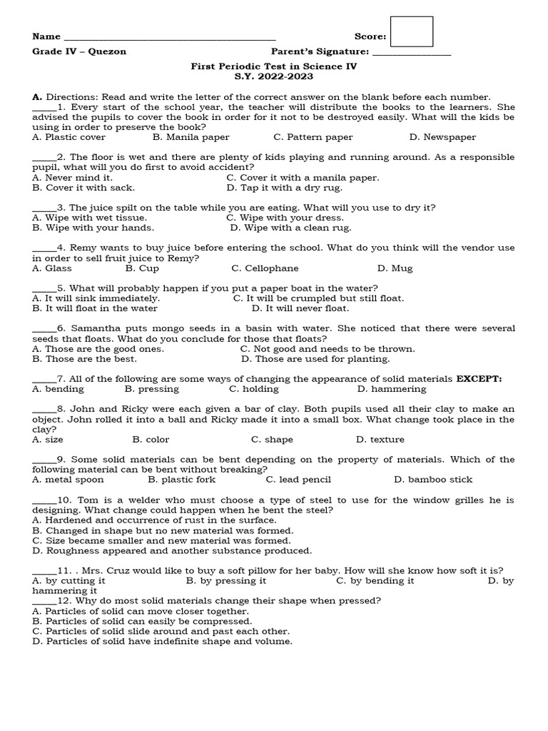 No header periodic test in science pdf chocolate clay