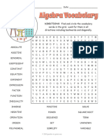 Algebra Word Search