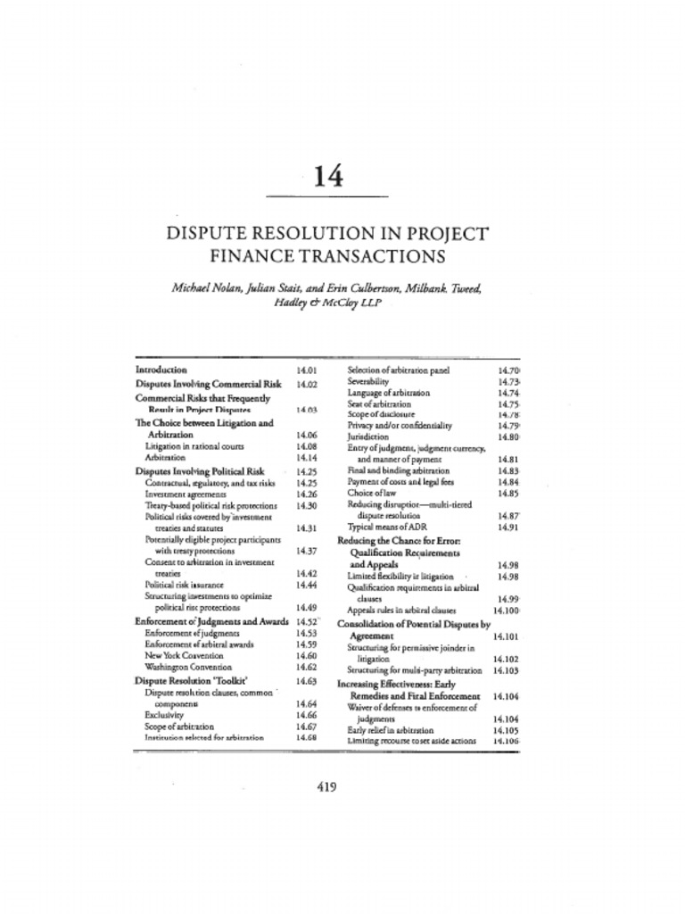 Dispute Resolution in Project Fianance Transactions | PDF