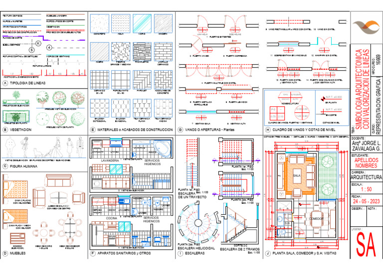 Simbología Arquitectónica y Planos DWG | PDF | Diseño arquitectonico ...