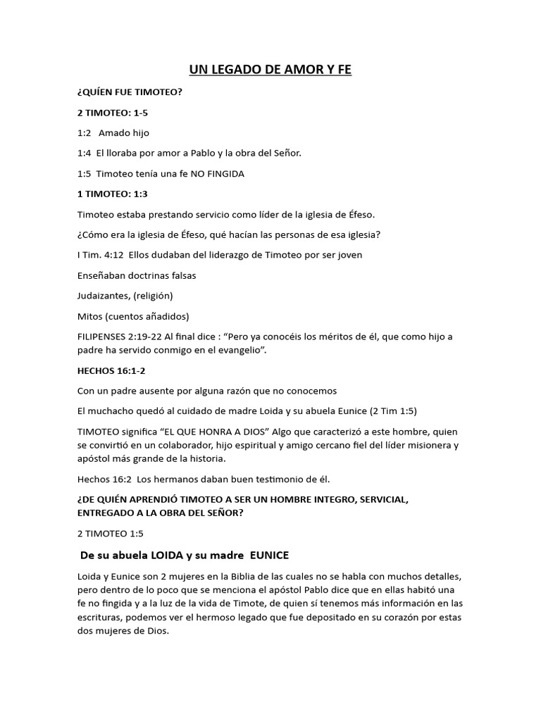 Un Legado de Amor y Fe | PDF