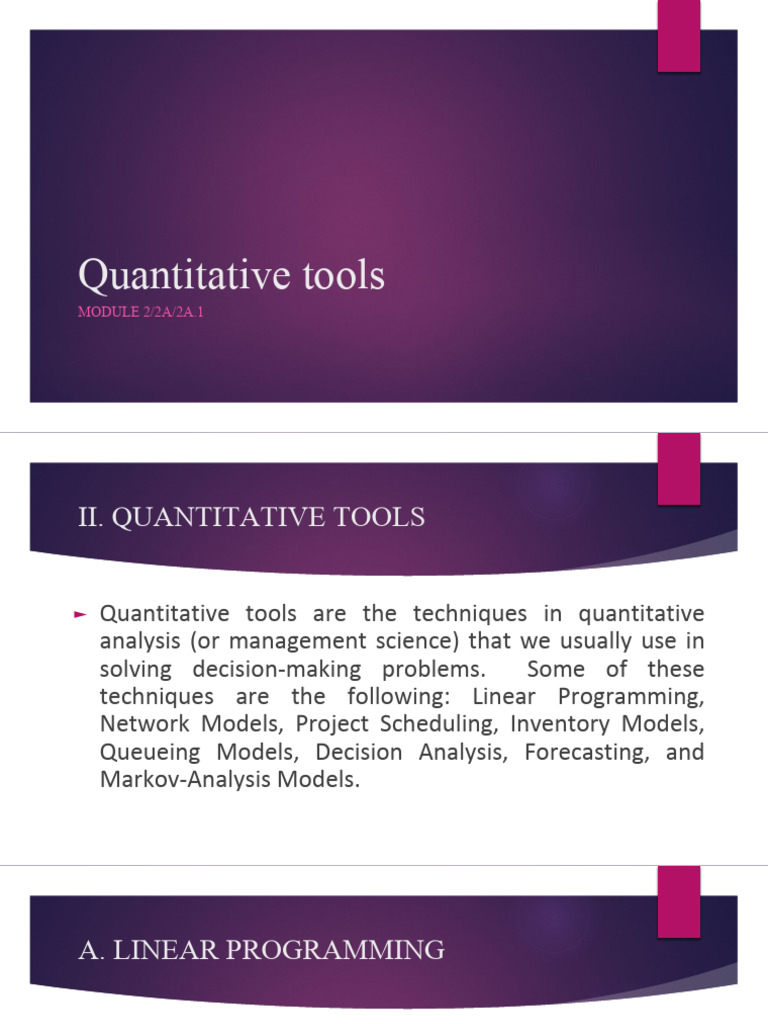 Quantitative Tools | PDF | Mathematical Optimization | Linear Programming