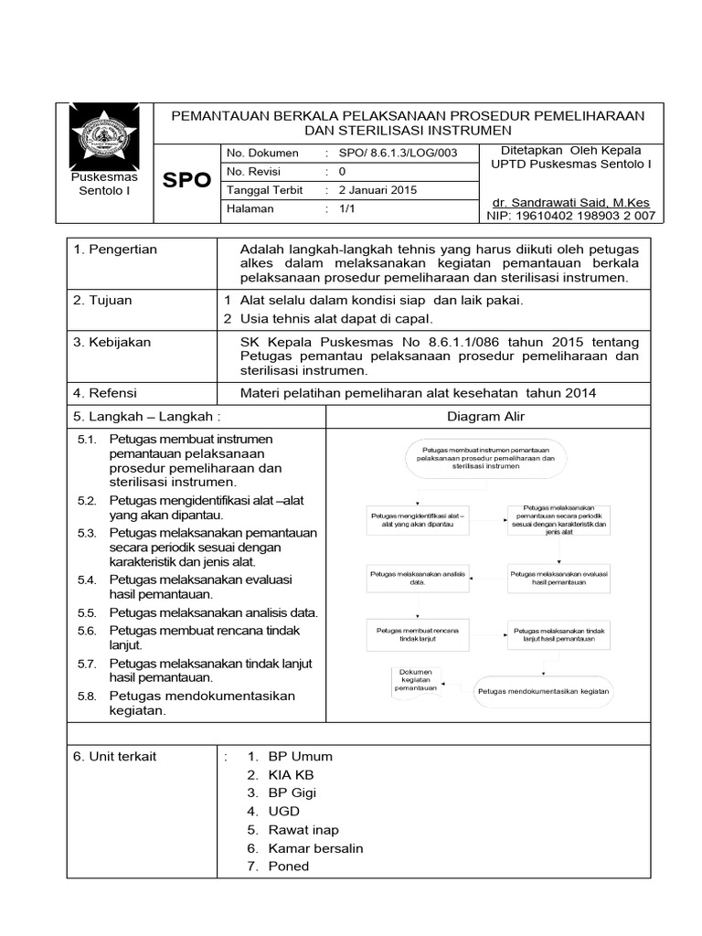 8 6 1 3 spo3 pemantauan berkala pelaksanaan prosedur pemeliharaan
