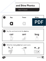 Rise and Shine Phonics Short A Sound Activity