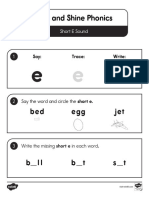 Rise and Shine Phonics Short E Sound Activity