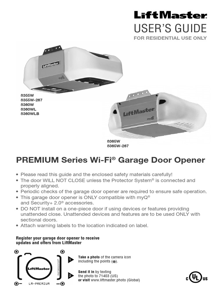 LiftMaster 8355W 8355W 267 8360W 8360WL 8360WLB 8365W 8365W 267 Users