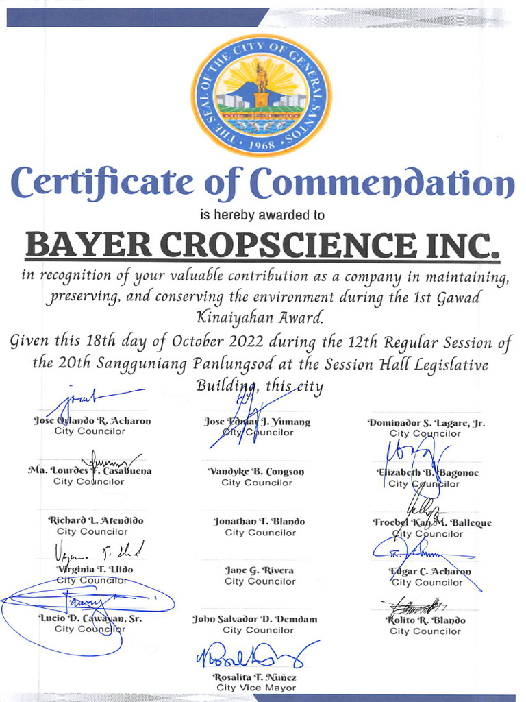 Certificate of Commendation | PDF