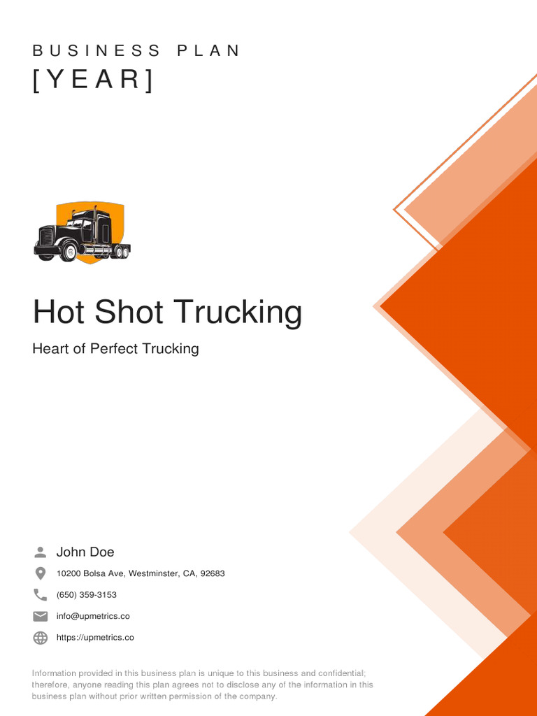 Hot Shot Trucking Business Plan PDF Business Economies