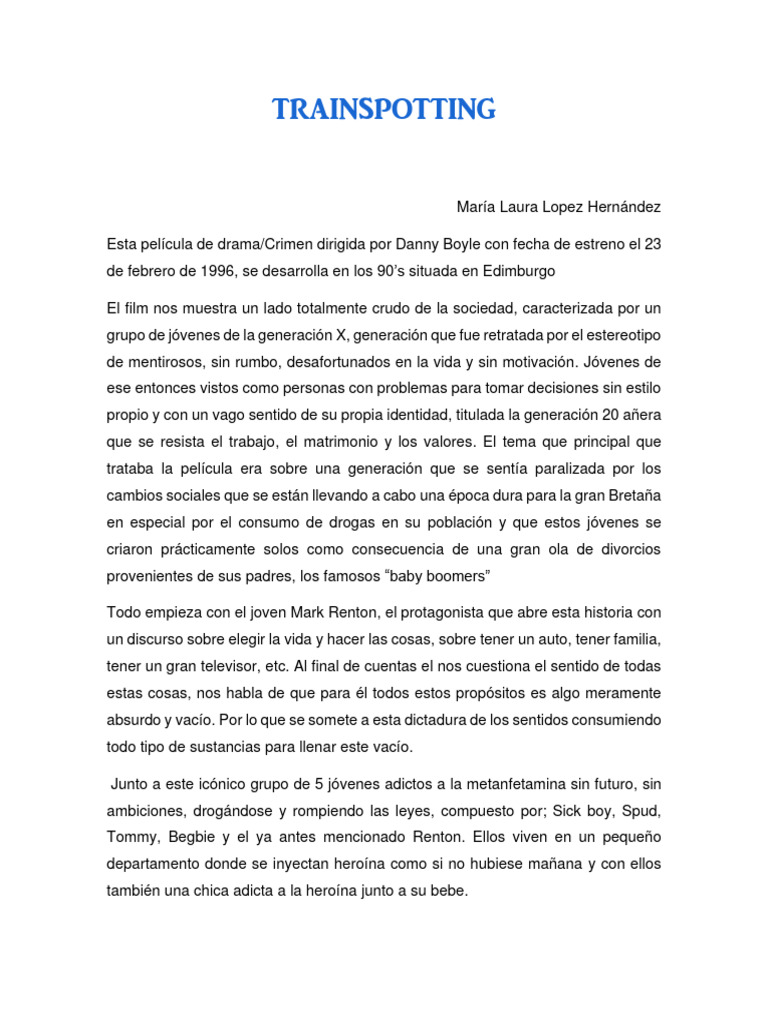 TRAINSPOTTING Ensayo PDF