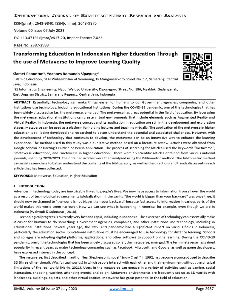 Transforming Education In Indonesian Higher Educat Pdf Educational