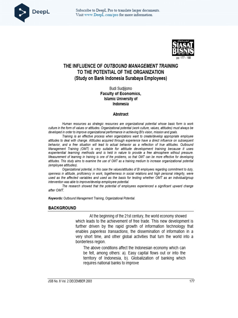 Impact of Outbound Training on Employee Potential | PDF | Attitude ...