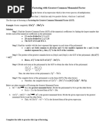 Lesson 1. Factoring With Greatest Common Monomial Factors