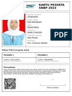 Kartu Peserta SNBP 2023: 423630458 Nur Ramadani 0044679643 Sman 3 Palopo Kota Palopo Prov. Sulawesi Selatan