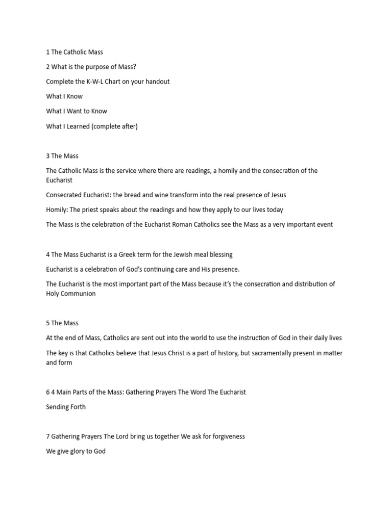 1 The Catholic Mass | PDF