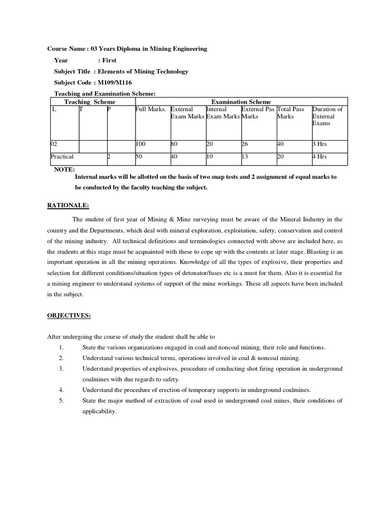 Elements of Mining Technology Overview | PDF