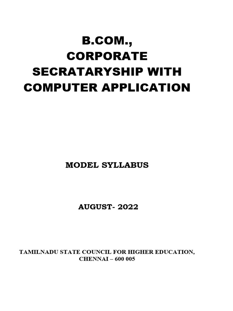 B.Com Corporate Secretaryship Syllabus | PDF | Logistics | Communication