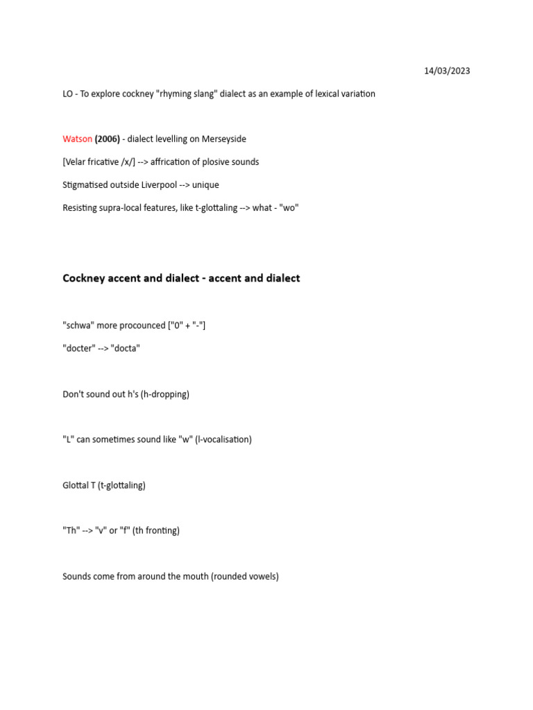 Cockney Rhyming Slang Explained | PDF | Art | Classics