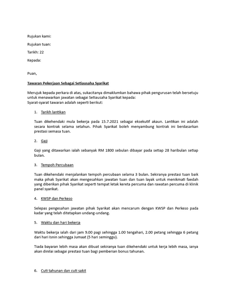 Contoh Surat Lantikan Pekerja | PDF