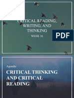 CRWT111 - WEEK 16 - Critical Thinking and Critical Reading
