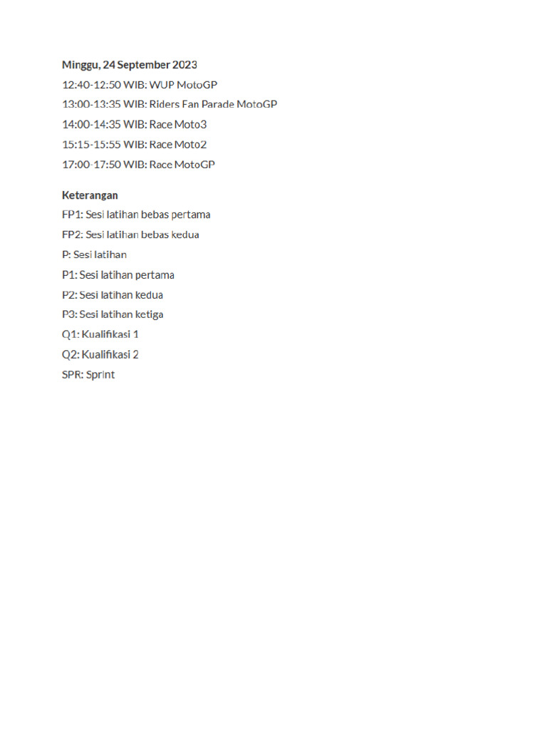 Jadwal Motogp India 24sep | PDF