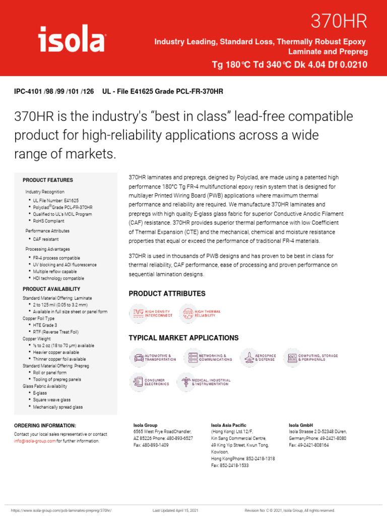 370 HR PDF Printed Circuit Board Materials Science