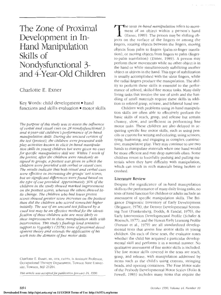In-Hand Manipulation Skills in Children | PDF | Hand | Child Development