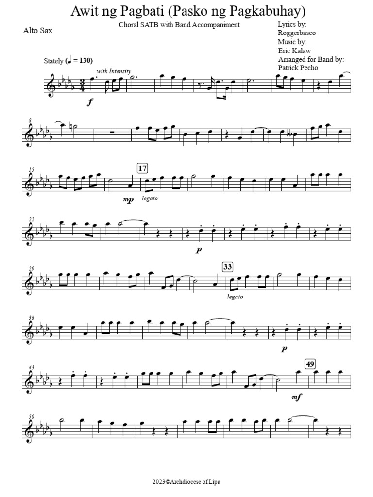 Awit NG Pagbati 2 - Alto Sax 2 | PDF