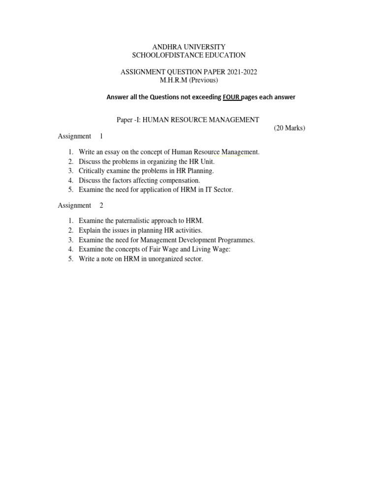 MHRM 1 PDF Human Resource Management Employment