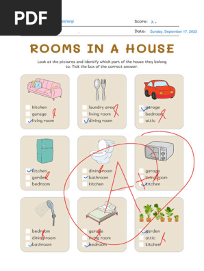 Brown Printable Rooms in a House Worksheet