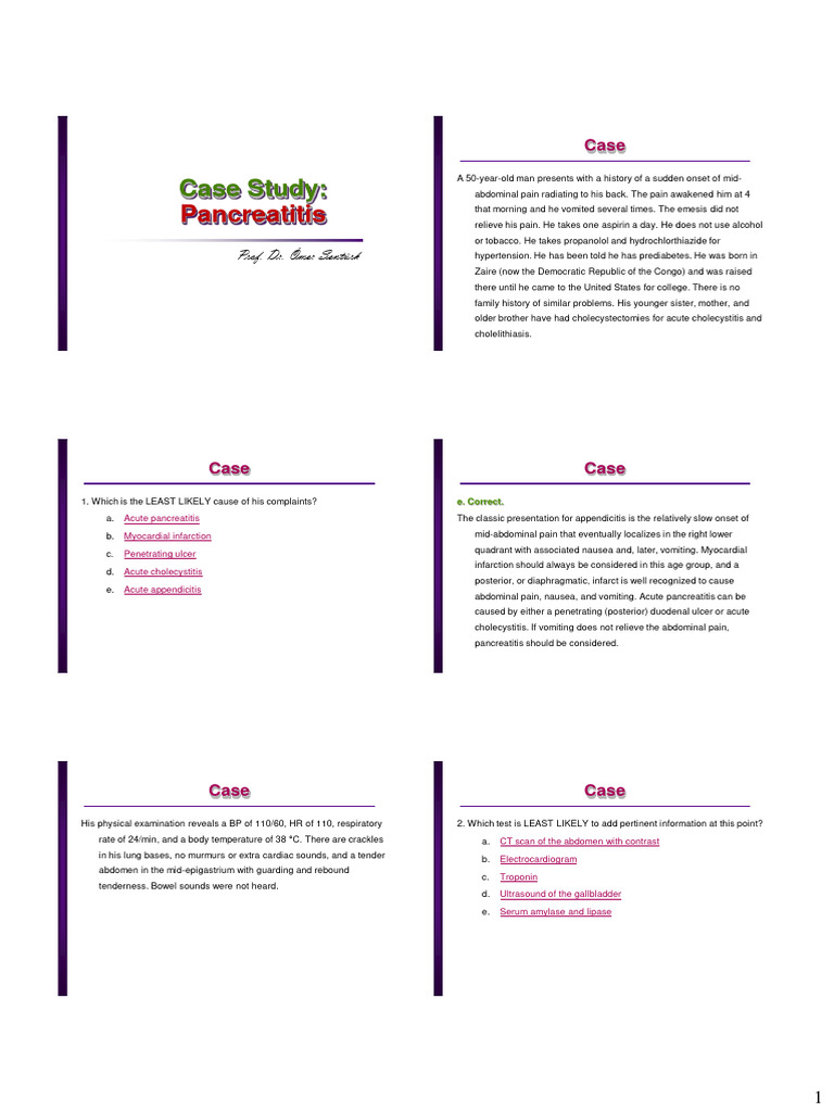 Pancreatitis Case Study | PDF | Diseases And Disorders | Medical ...