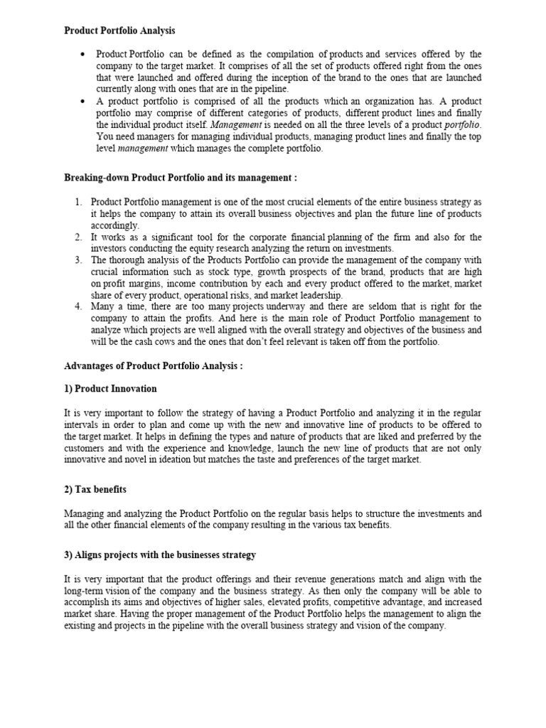 Product Portfolio Analysis Pdf Economies Investing